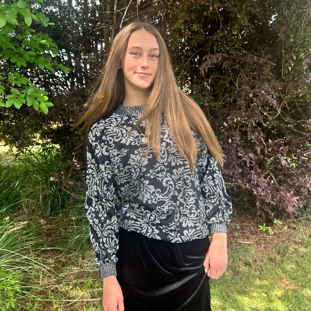 Stylish Vintage Black and Silver Sweater